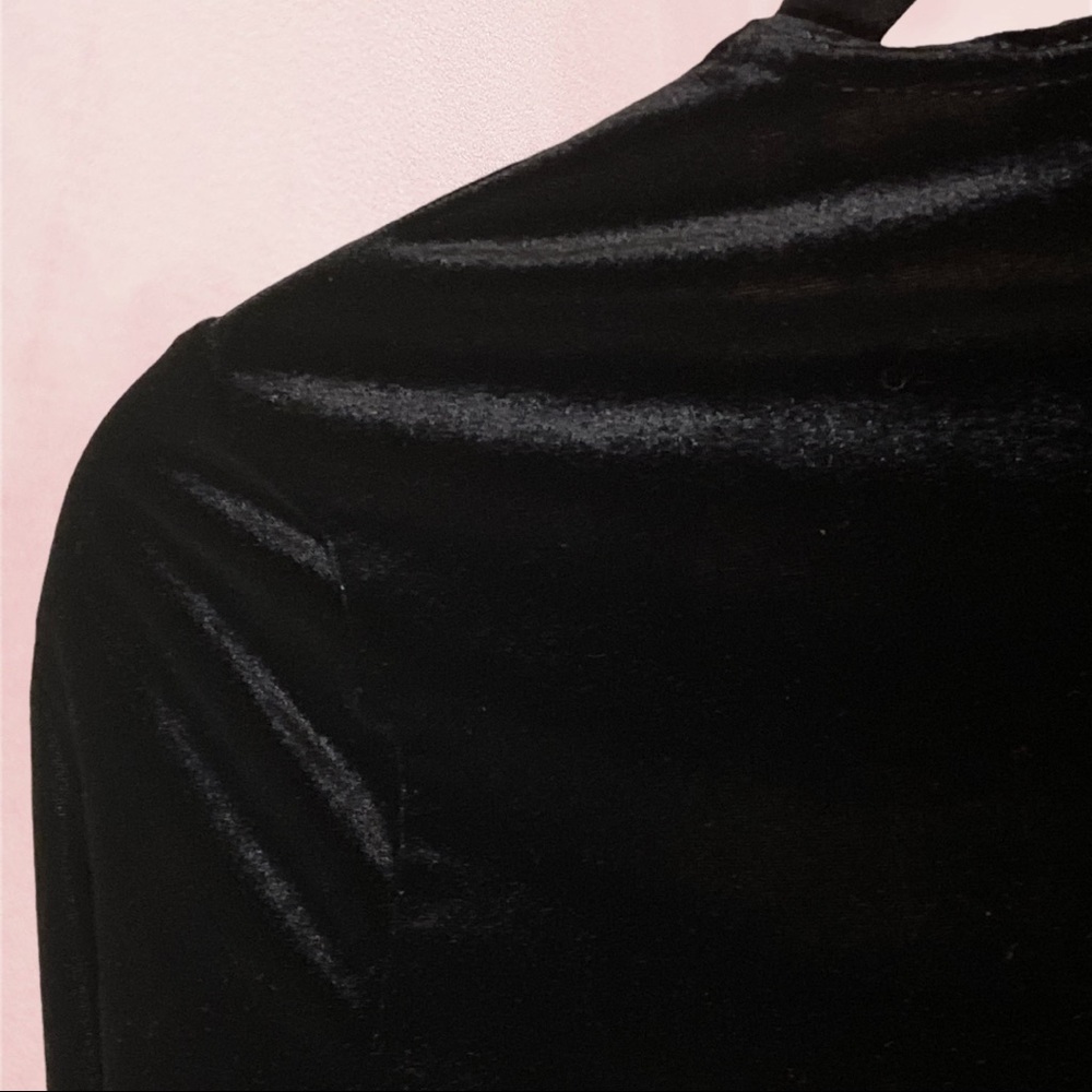 Jessica McClintock - Y2K - Jet Black Velvety Formal Cropped Shrug Cover Sweater - Picture 5 of 5